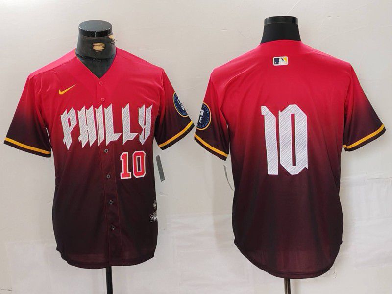 Men Philadelphia Phillies #10 No name Red City Edition 2024 Nike MLB Jersey style 5